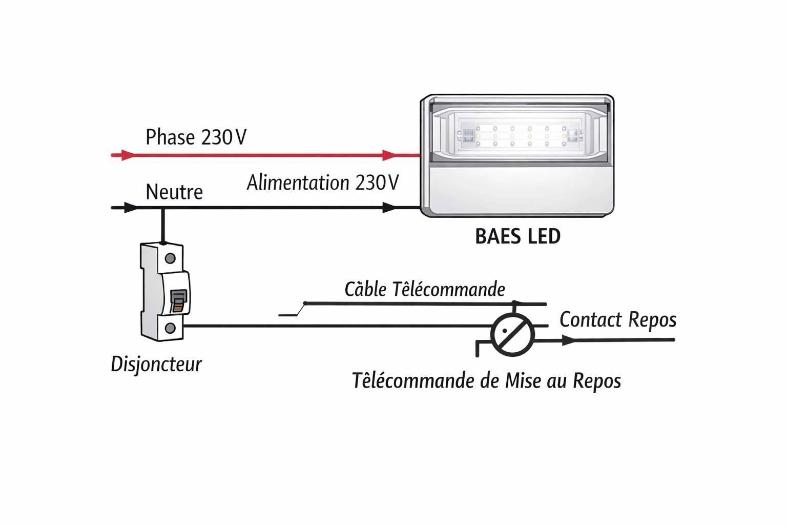 schéma branchement BAES