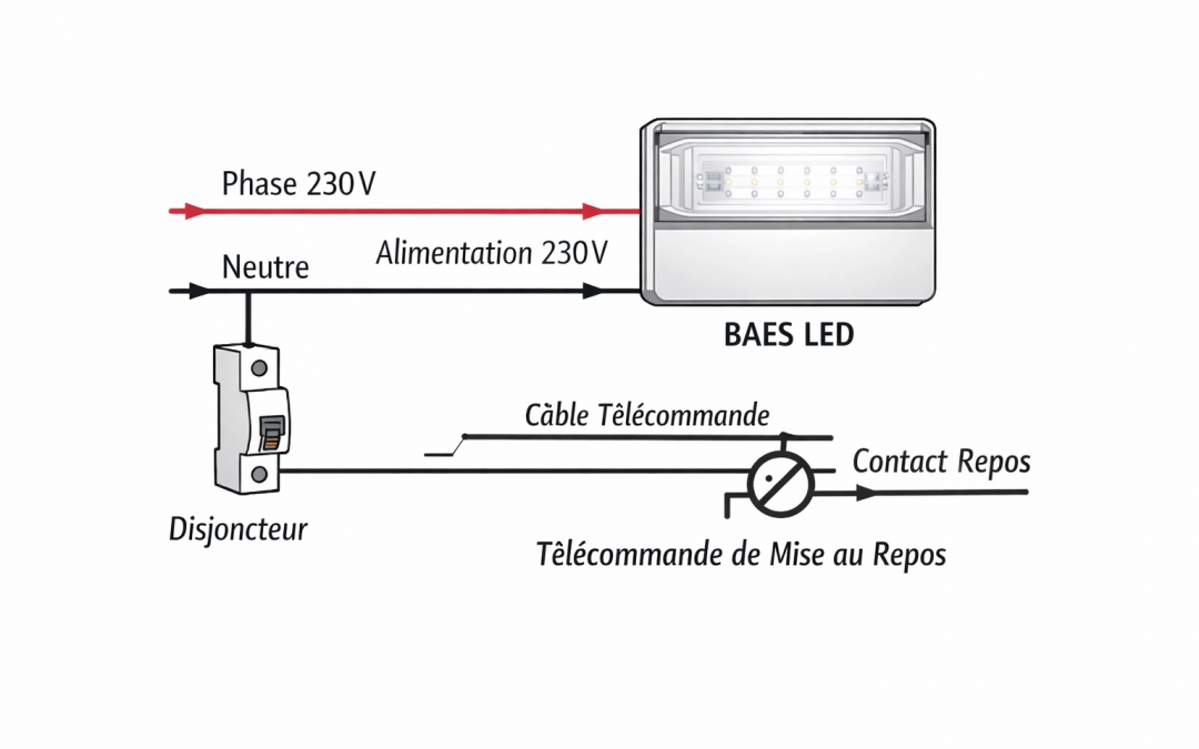 Installation et Branchement d’un Bloc de secours LED (BAES)